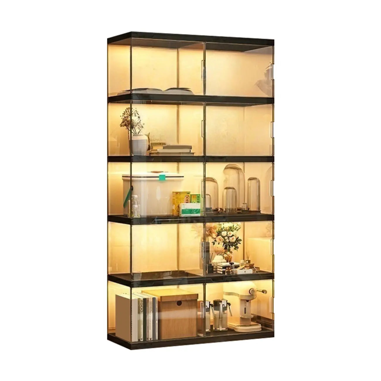 Modern Acrylic 5-Tier Lighted Display Bookcase