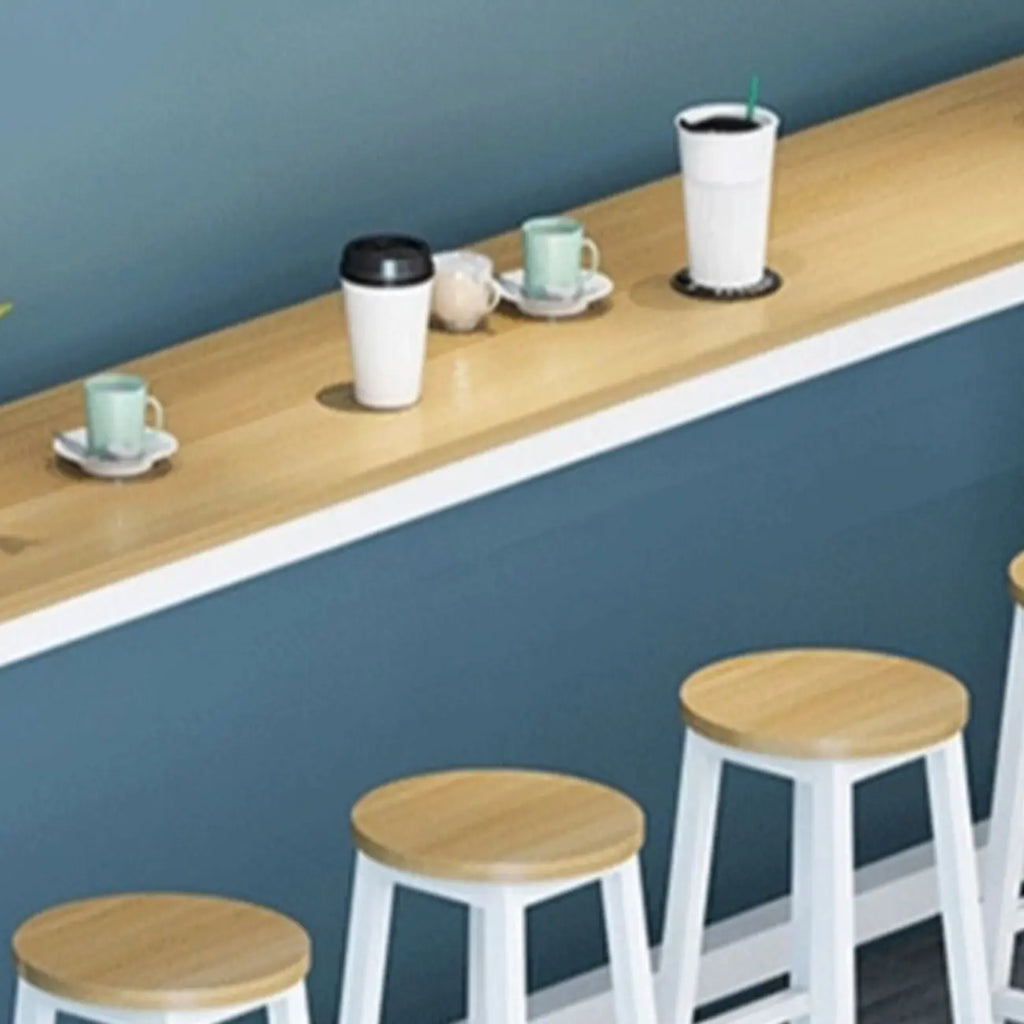 Simple White Rectangular Wood Bar Table With Footrest