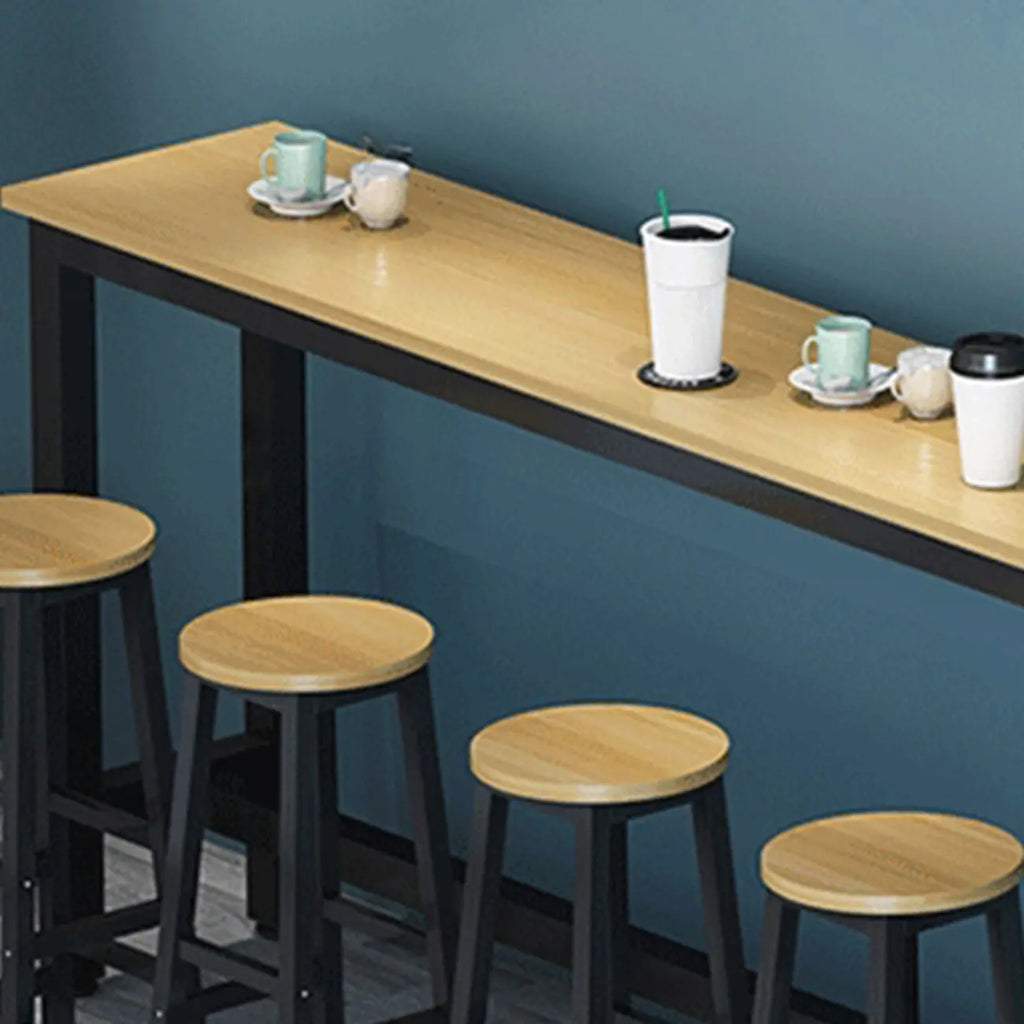 Simple White Rectangular Wood Bar Table With Footrest