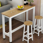 Simple White Rectangular Wood Bar Table With Footrest