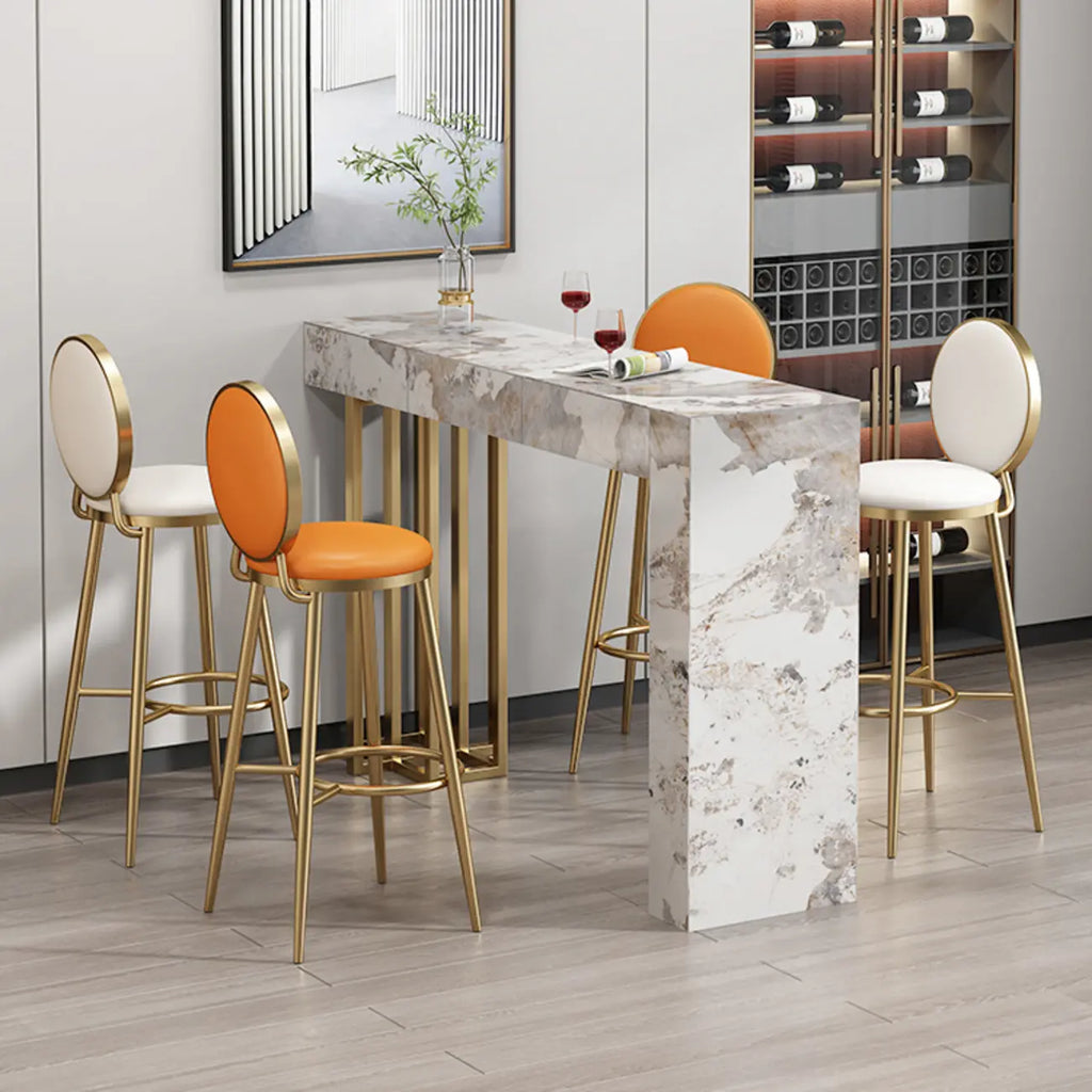 Glam Sintered Stone Finish Gold Metal Pedestal Home Bar Tables