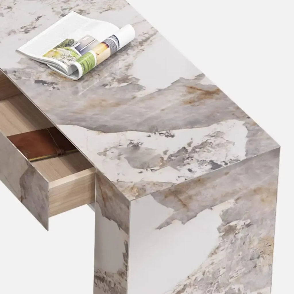Glam Sintered Stone Finish Gold Metal Pedestal Home Bar Tables