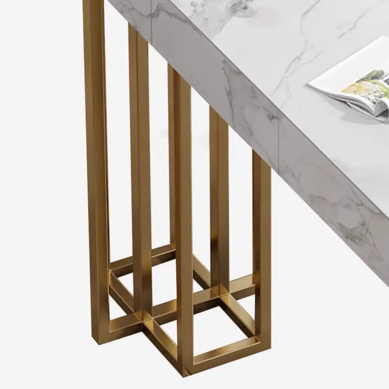 Glam Sintered Stone Finish Gold Metal Pedestal Home Bar Tables