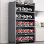 Narrow Steel Multi-Shelf Lift-Up Door Buffet Cabinet