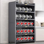 Narrow Steel Multi-Shelf Lift-Up Door Buffet Cabinet