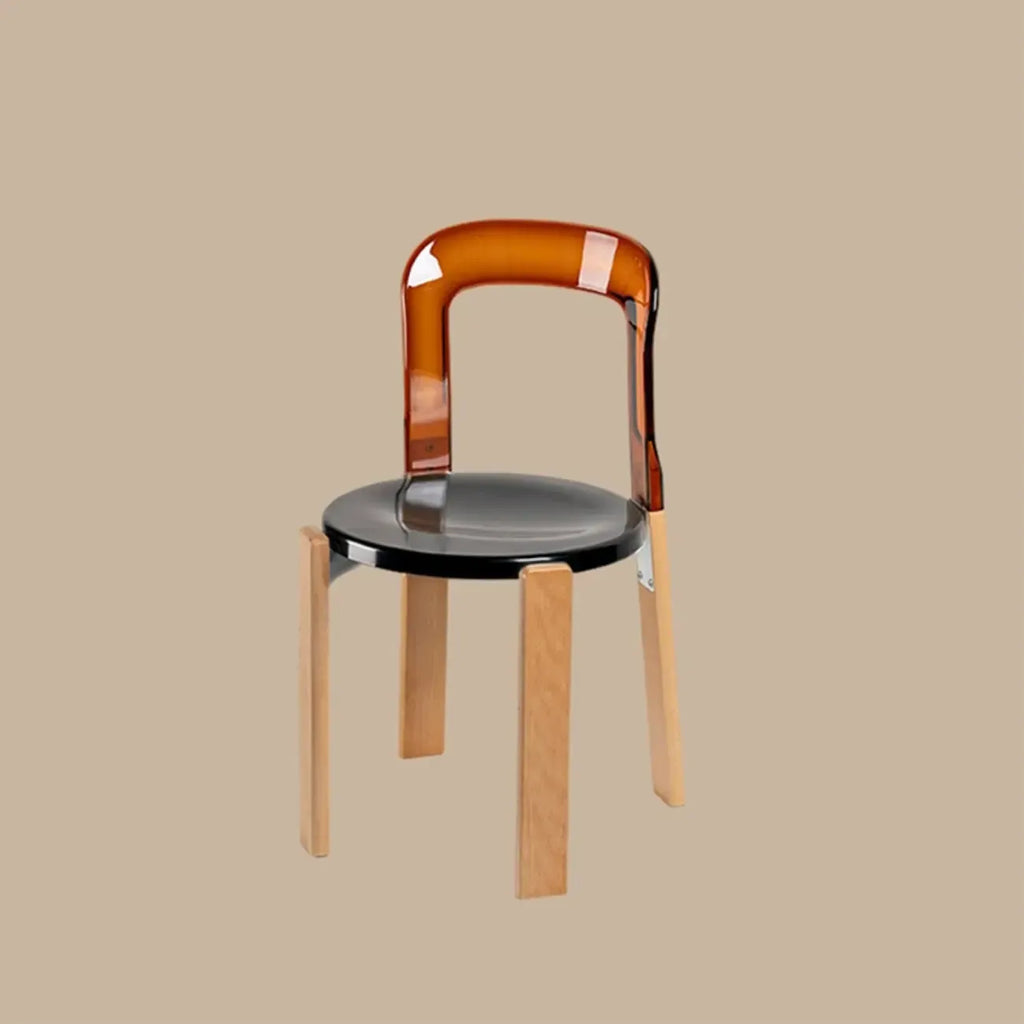 Contemporary Acrylic Wooden Frame Low Back Bar Stools