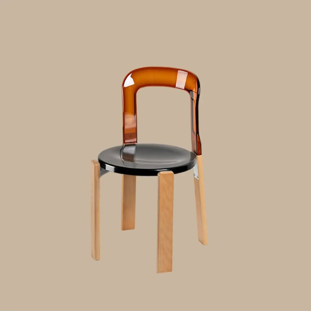 Contemporary Acrylic Wooden Frame Low Back Bar Stools