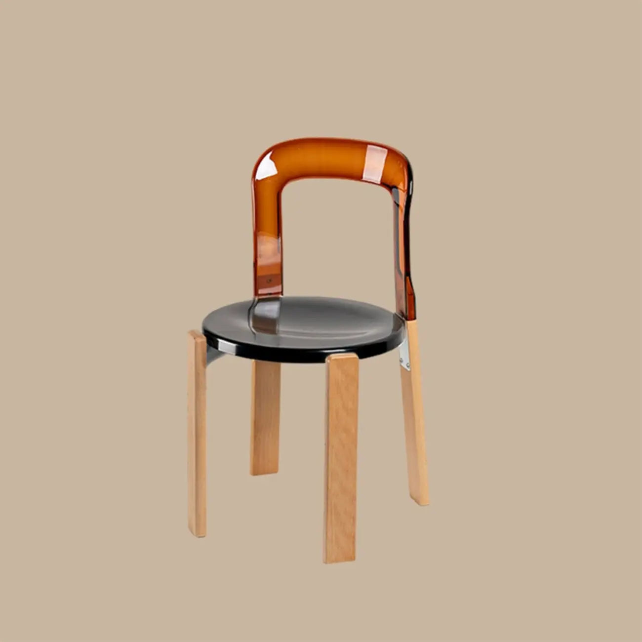 Contemporary Acrylic Wooden Frame Low Back Bar Stools