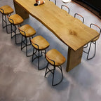 Modern Light Brown Pine Wood Double Pedestal Bar Tables