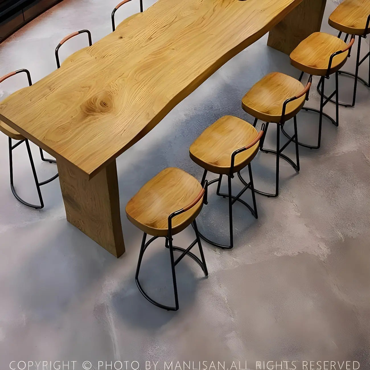 Modern Light Brown Pine Wood Double Pedestal Bar Tables