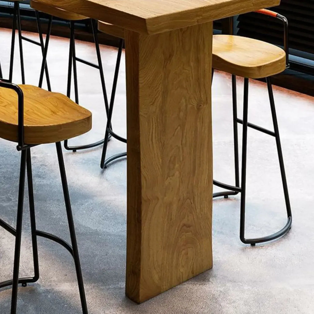 Modern Light Brown Pine Wood Double Pedestal Bar Tables