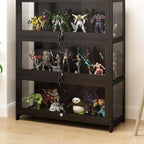 Contemporary Acrylic Wood Shelf Display Cabinet Black