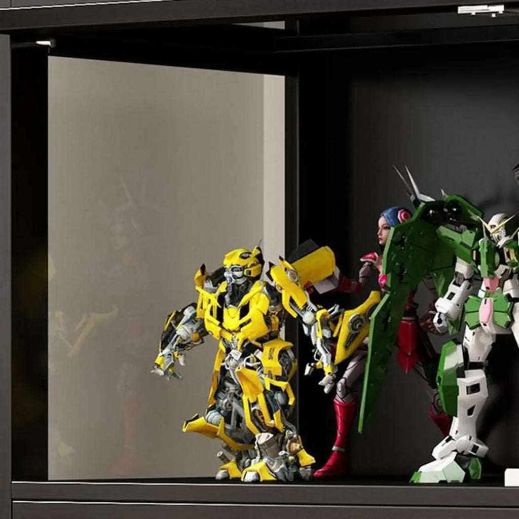 Contemporary Acrylic Wood Shelf Display Cabinet Black