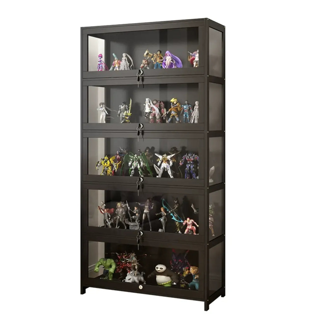 Contemporary Acrylic Wood Shelf Display Cabinet Black