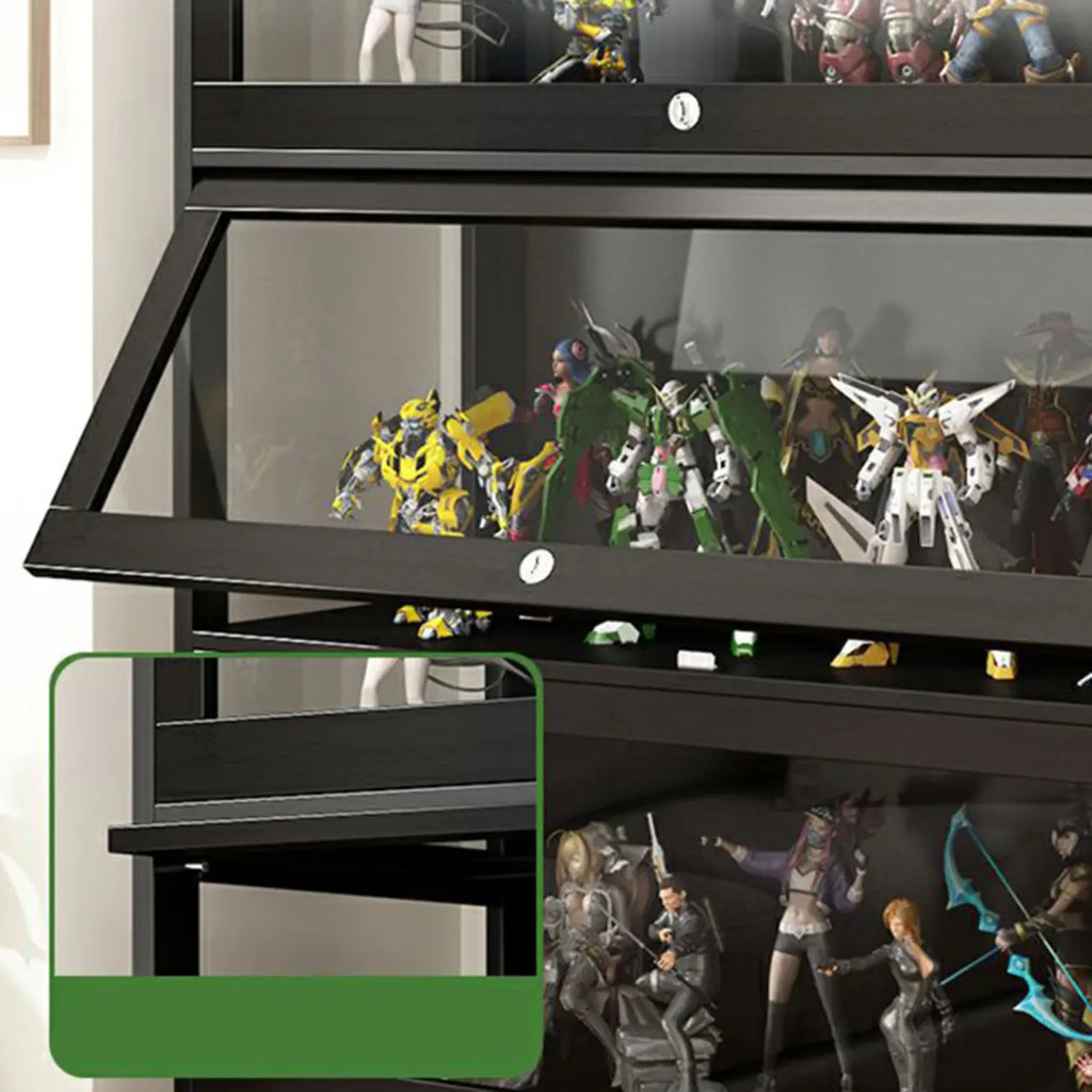 Contemporary Acrylic Wood Shelf Display Cabinet Black