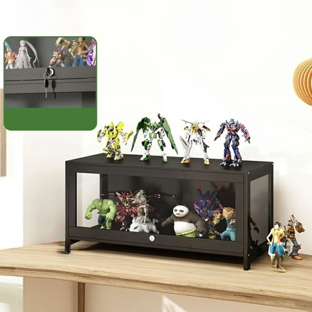 Contemporary Acrylic Wood Shelf Display Cabinet Black