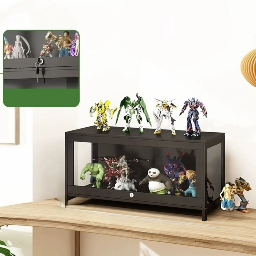 Contemporary Acrylic Wood Shelf Display Cabinet Black