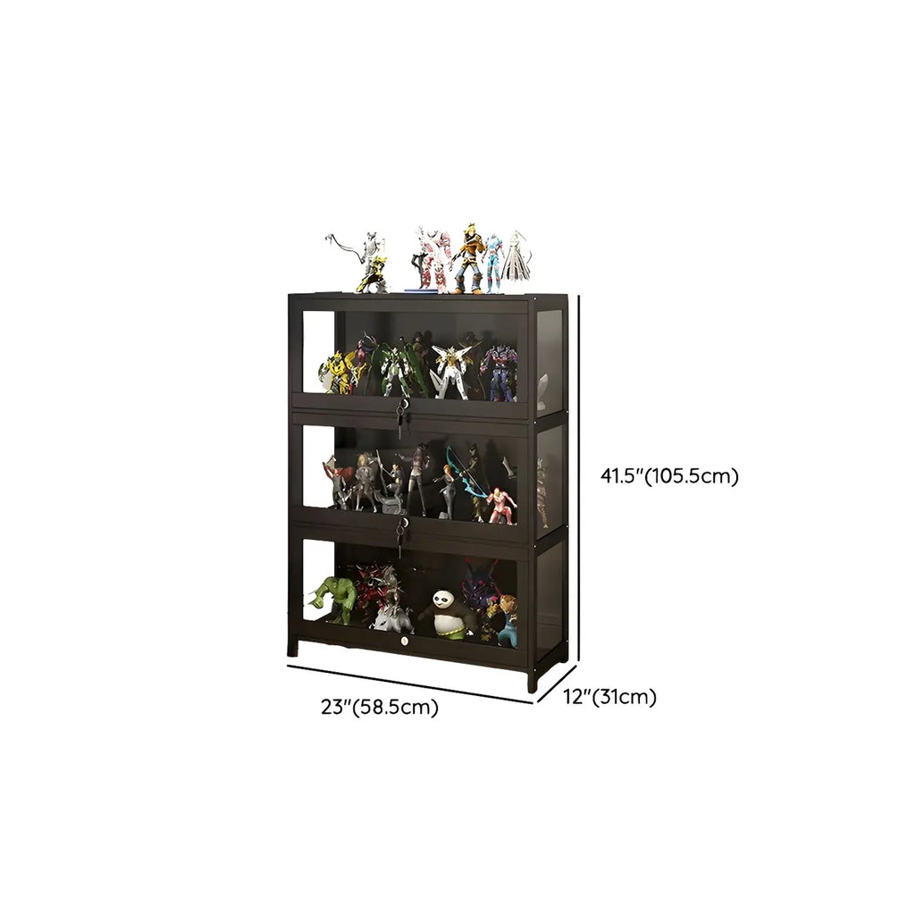 Contemporary Acrylic Wood Shelf Display Cabinet Black