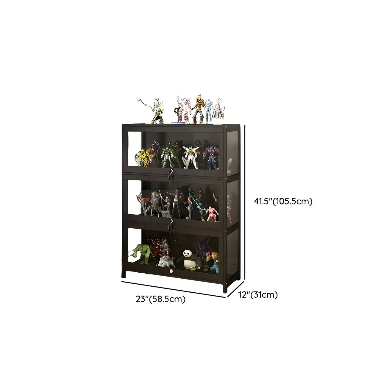 Contemporary Acrylic Wood Shelf Display Cabinet Black