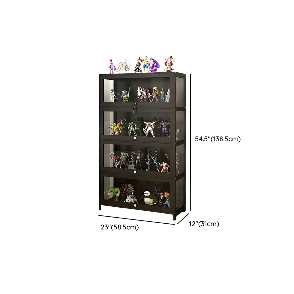 Contemporary Acrylic Wood Shelf Display Cabinet Black