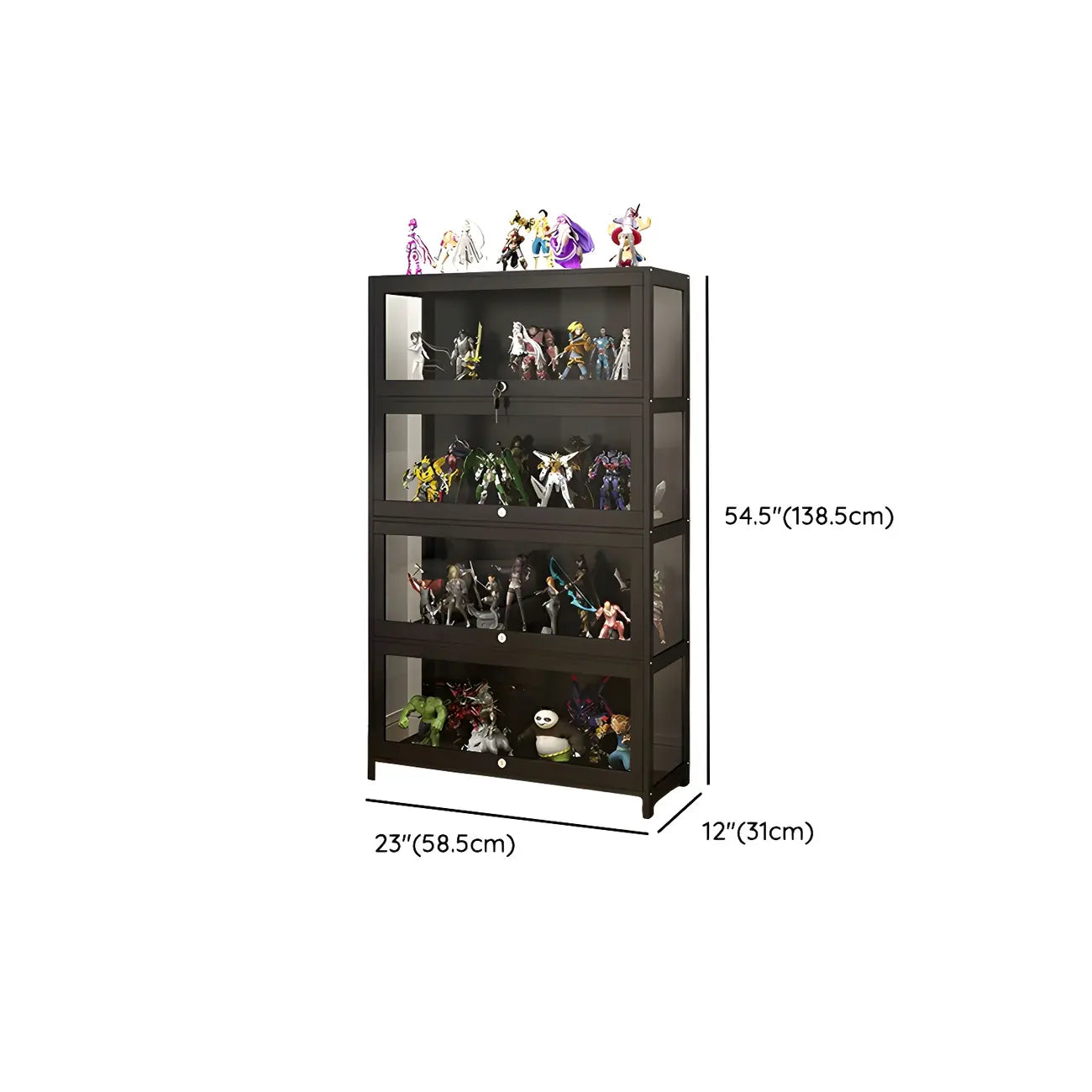 Contemporary Acrylic Wood Shelf Display Cabinet Black