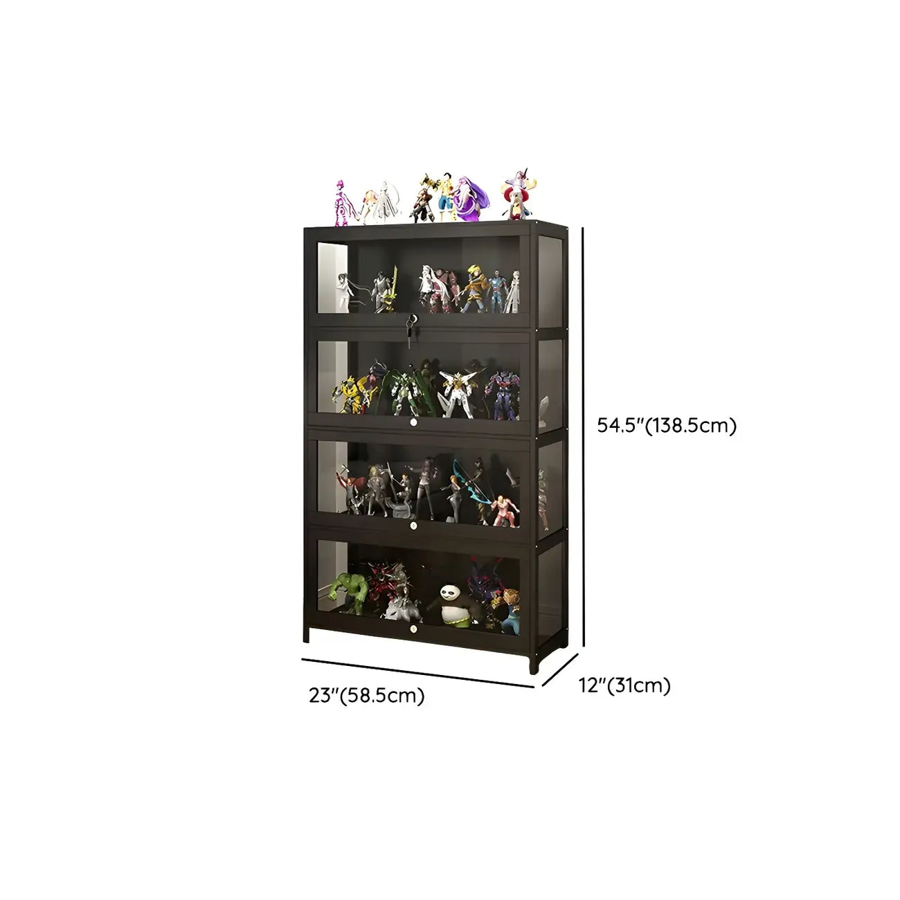 Contemporary Acrylic Wood Shelf Display Cabinet Black