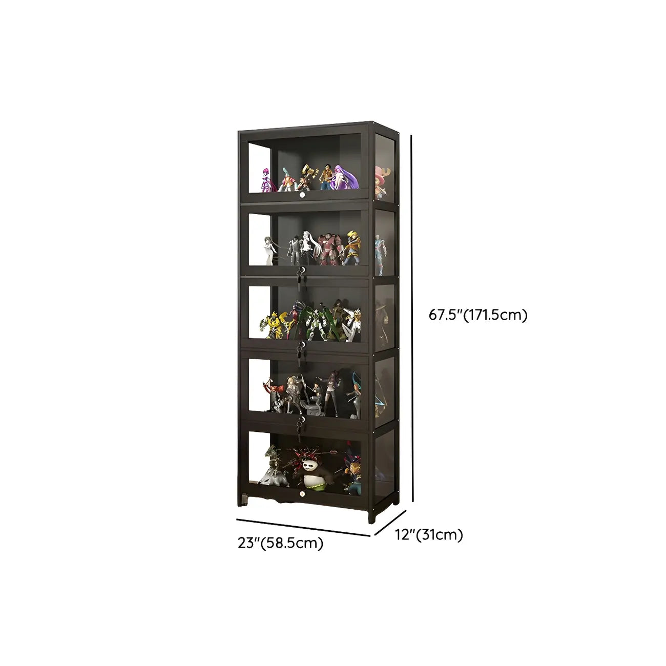 Contemporary Acrylic Wood Shelf Display Cabinet Black