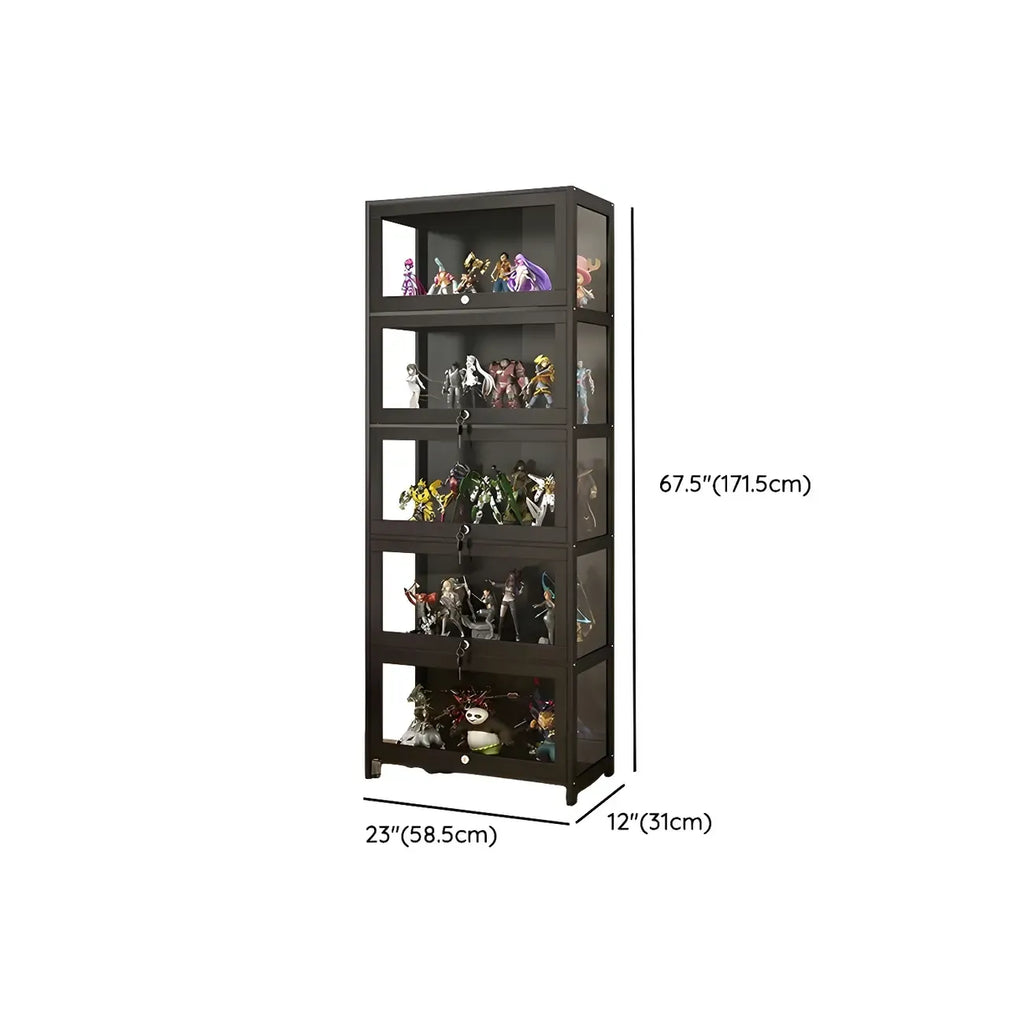 Contemporary Acrylic Wood Shelf Display Cabinet Black