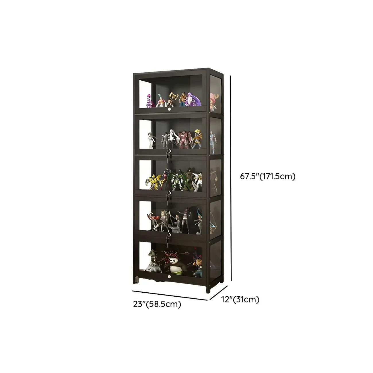 Contemporary Acrylic Wood Shelf Display Cabinet Black