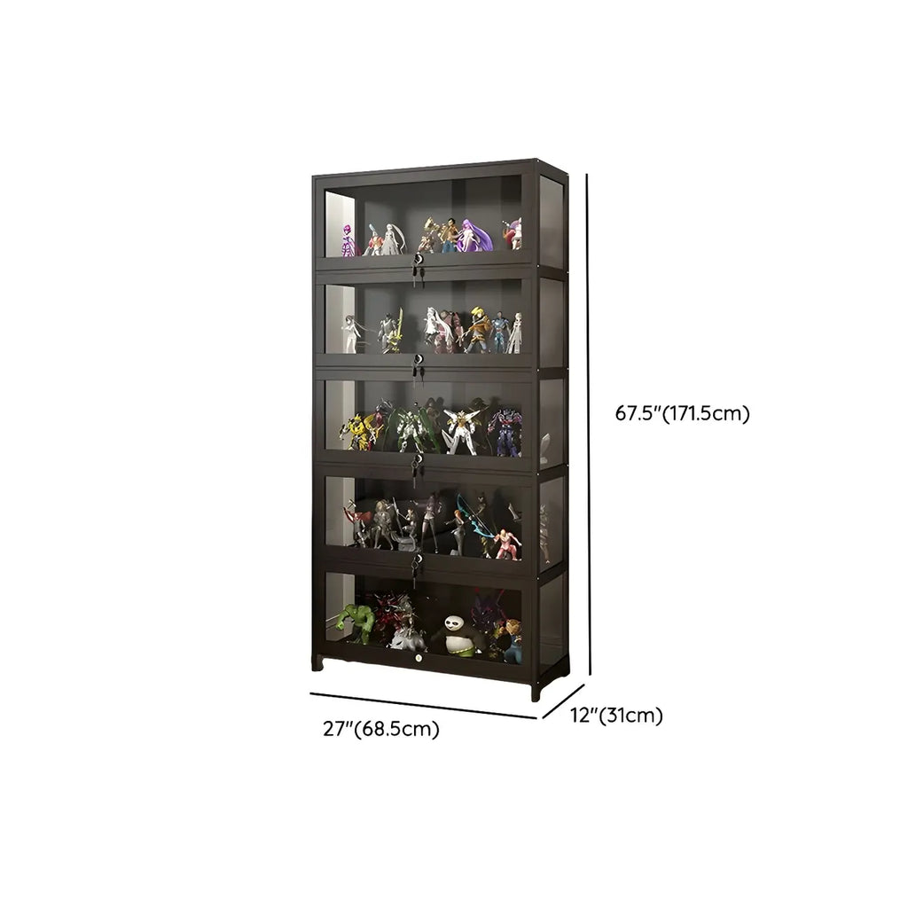 Contemporary Acrylic Wood Shelf Display Cabinet Black