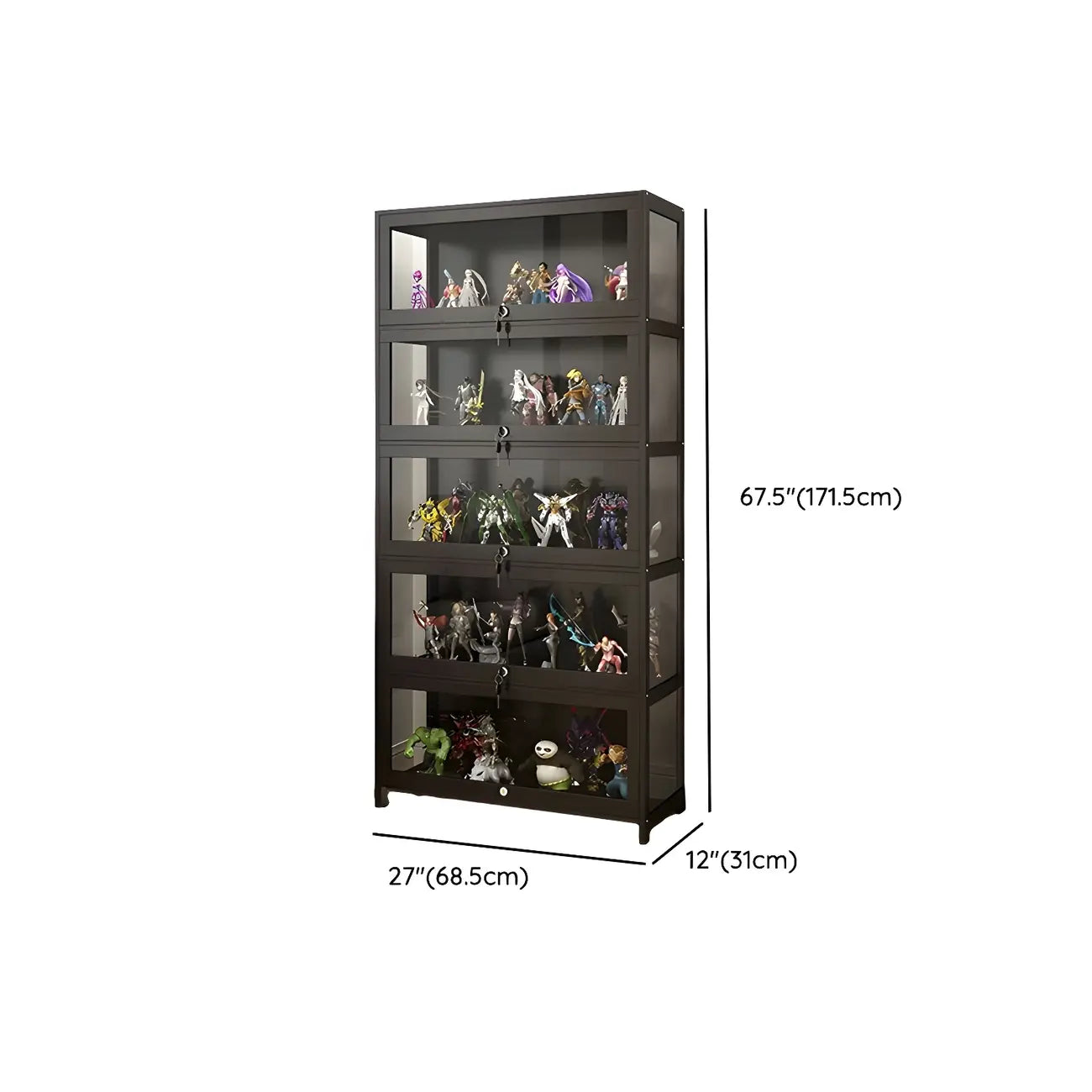 Contemporary Acrylic Wood Shelf Display Cabinet Black