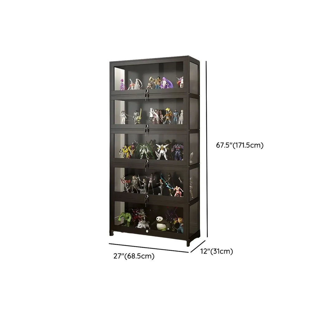 Contemporary Acrylic Wood Shelf Display Cabinet Black