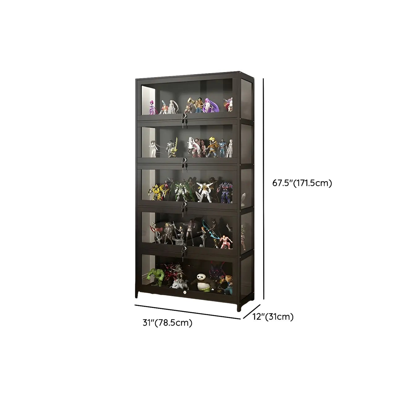 Contemporary Acrylic Wood Shelf Display Cabinet Black