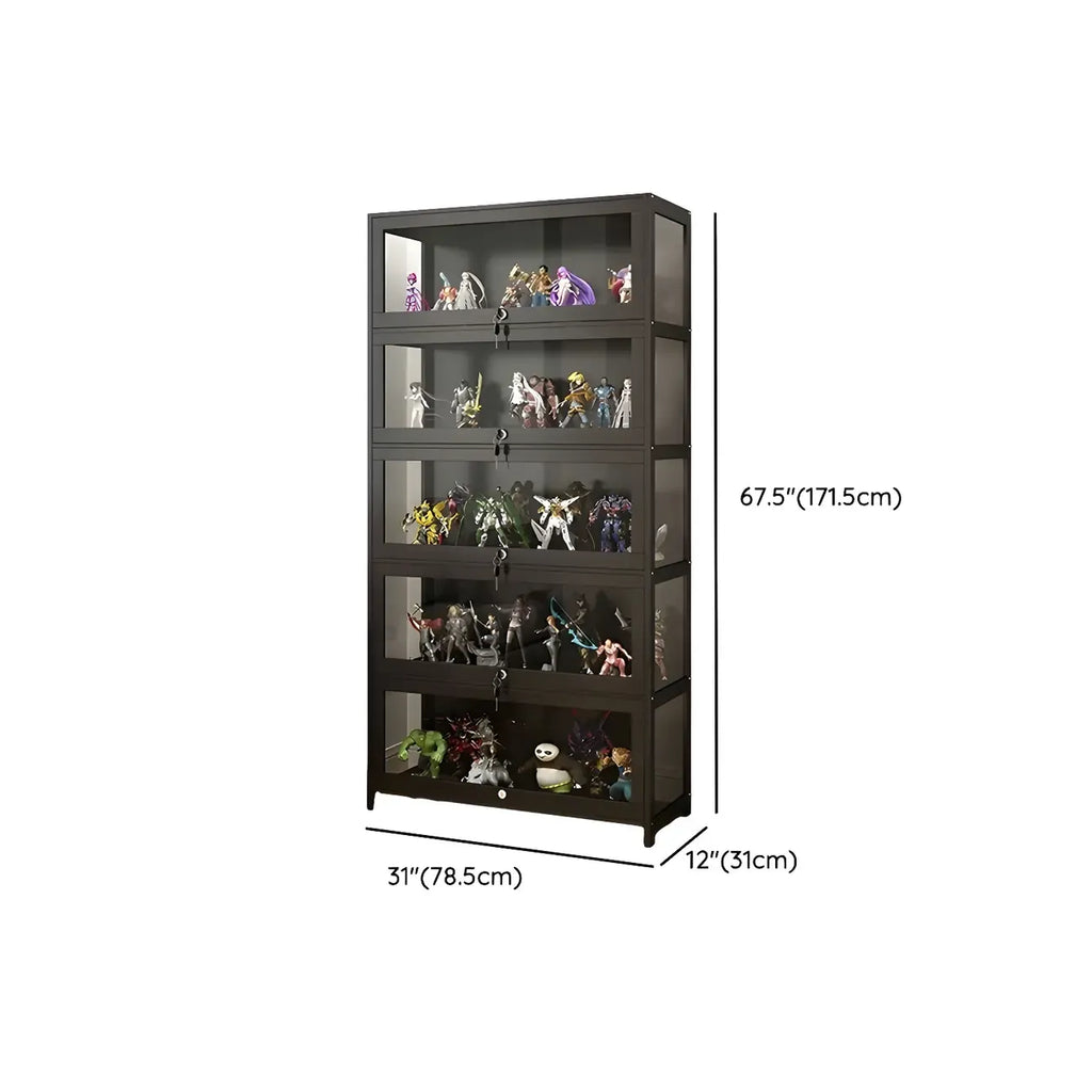 Contemporary Acrylic Wood Shelf Display Cabinet Black