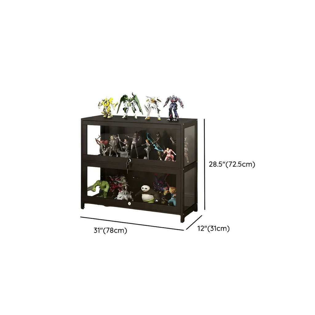 Contemporary Acrylic Wood Shelf Display Cabinet Black