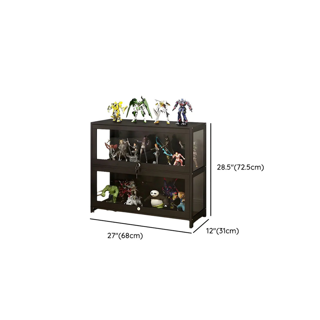 Contemporary Acrylic Wood Shelf Display Cabinet Black