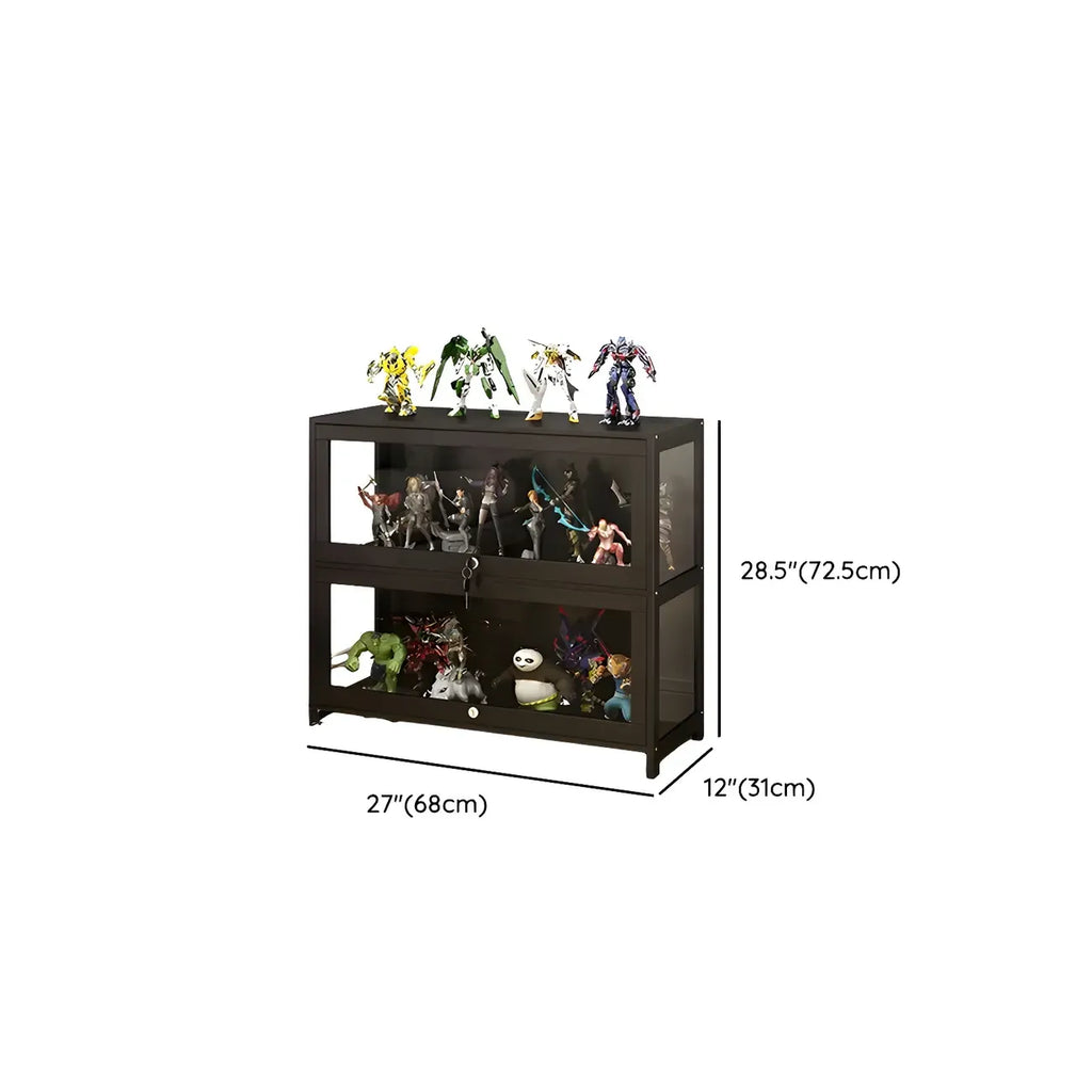 Contemporary Acrylic Wood Shelf Display Cabinet Black