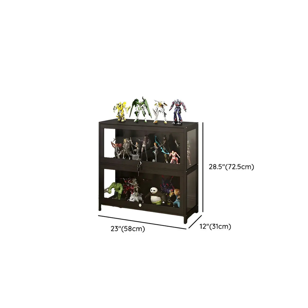 Contemporary Acrylic Wood Shelf Display Cabinet Black