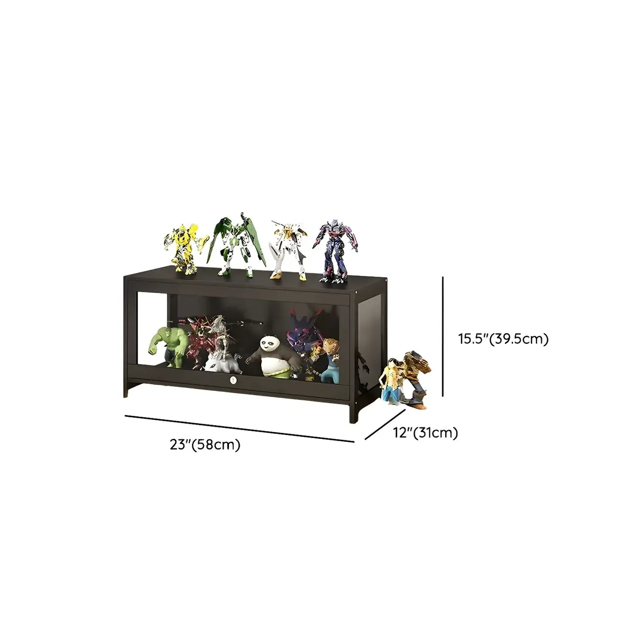 Contemporary Acrylic Wood Shelf Display Cabinet Black