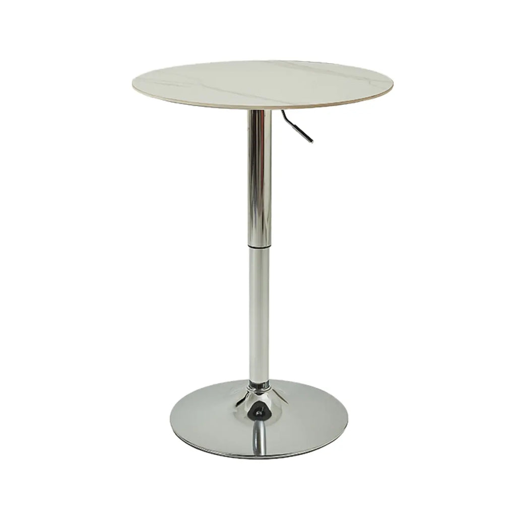 Modern White Stone Metal Pedestal Round Adjustable Bar Tables