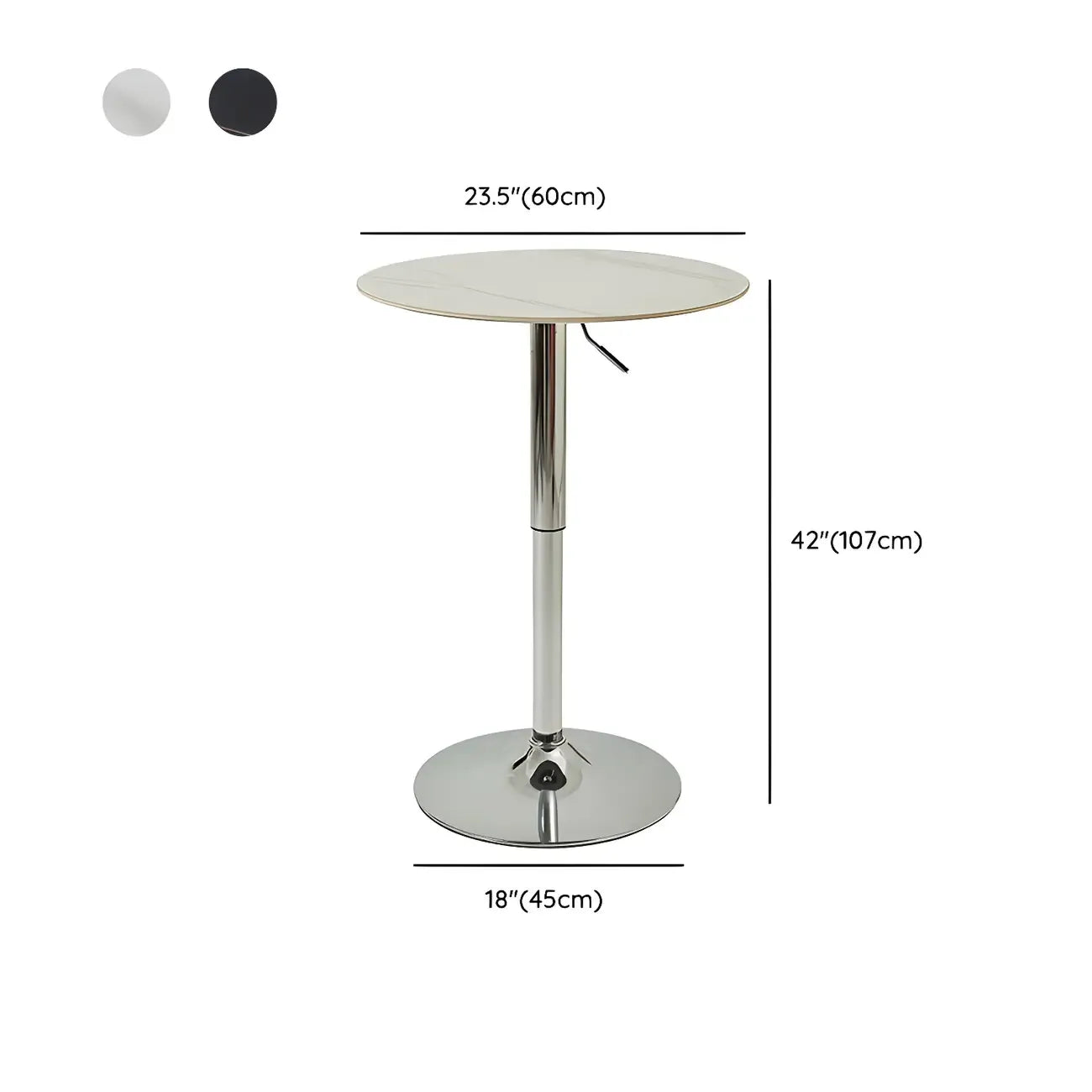 Modern White Stone Metal Pedestal Round Adjustable Bar Tables