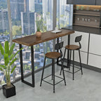Modern Brown Pine Wood Top Iron Sled Bar Table