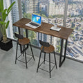 Modern Brown Pine Wood Top Iron Sled Bar Table