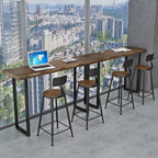Modern Brown Pine Wood Top Iron Sled Bar Table