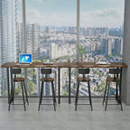 Modern Brown Pine Wood Top Iron Sled Bar Table