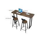 Modern Brown Pine Wood Top Iron Sled Bar Table