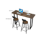 Modern Brown Pine Wood Top Iron Sled Bar Table