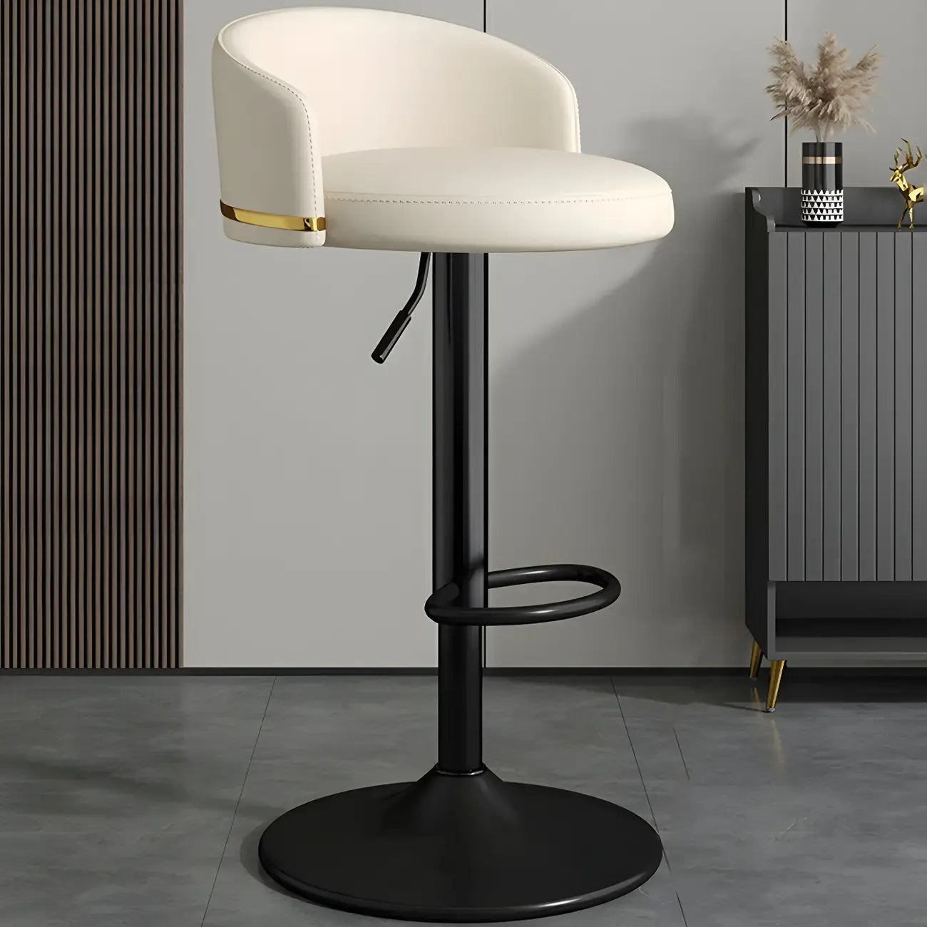 24 Inch Faux Leather Bar Stool Height Adjustable Modern