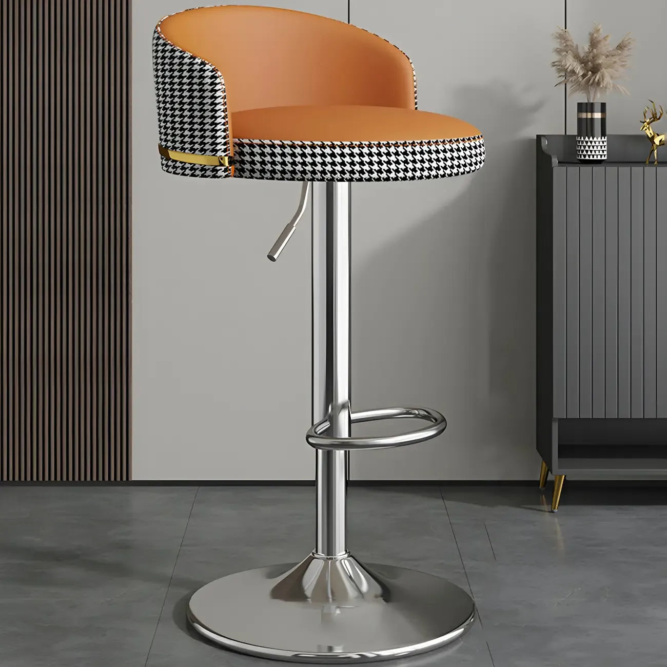 24 Inch Faux Leather Bar Stool Height Adjustable Modern