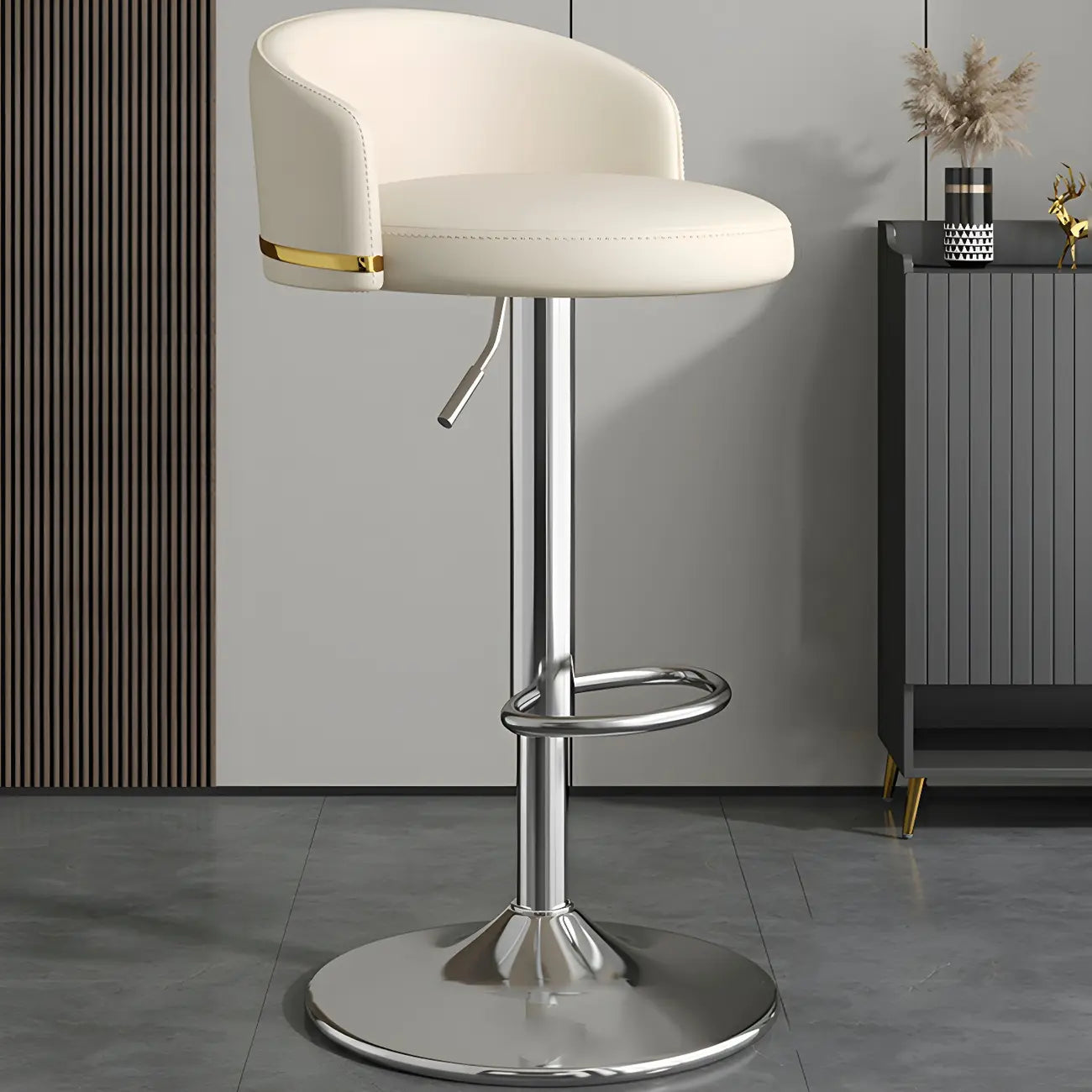 24 Inch Faux Leather Bar Stool Height Adjustable Modern